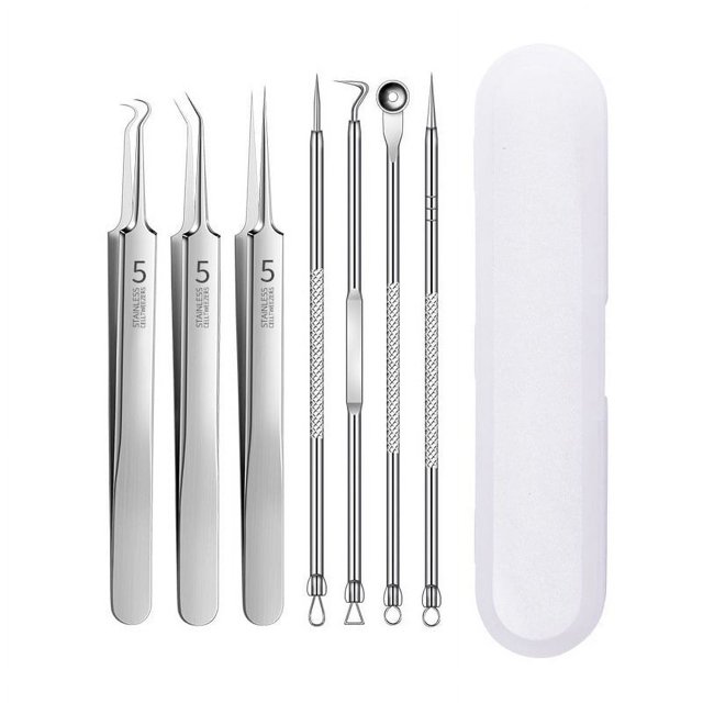 Juego de agujas para el acné, herramienta de maquillaje de belleza con clip para el acné, salón de belleza con agujas para el acné, puntos negros, juego de 8 piezas