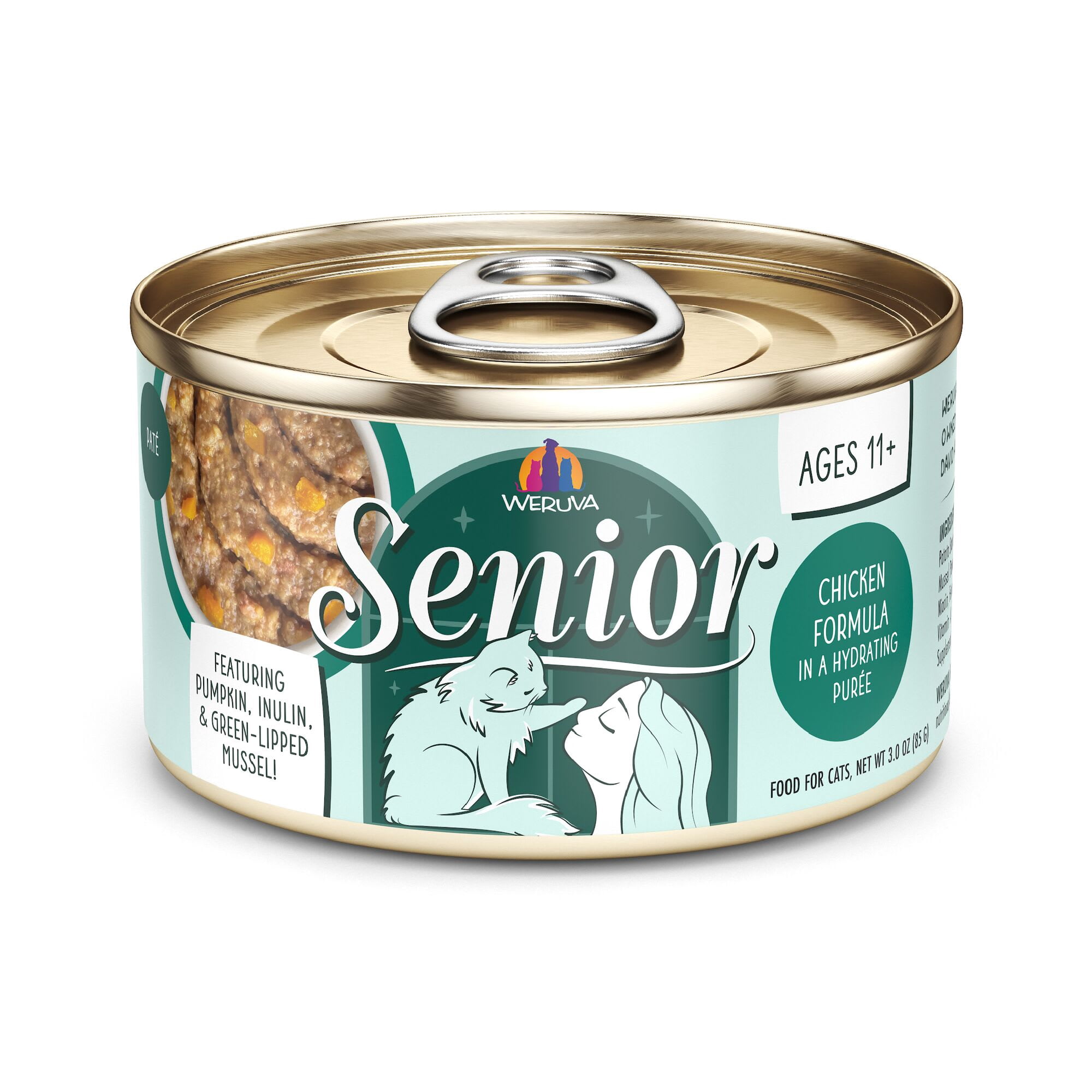 Weruva Senior Chicken Formula in a Hydrating Puree Wet Cat Food, 3 oz., Case of 12