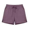 thumbnail image 5 of Linen Shorts for Women Summer Casual Wide Leg Loose High Waist Drawstring Dressy Shorts Solid Side Split Shorts Pants Beach Vacation Clothes, 5 of 6