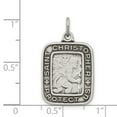 thumbnail image 2 of 925 Sterling Silver Antiqued Square Shaped St. Christopher Medal Pendant, 2 of 5
