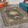 thumbnail image 2 of Sun and Moon Decorative Rug, Bohemian Occult Design of Crescent Solar Ornament Esoteric Stars, Quality Carpet for Bedroom Dorm and Living Room, 6 Sizes, Charcoal Grey Sand Brown, by Ambesonne, 2 of 4