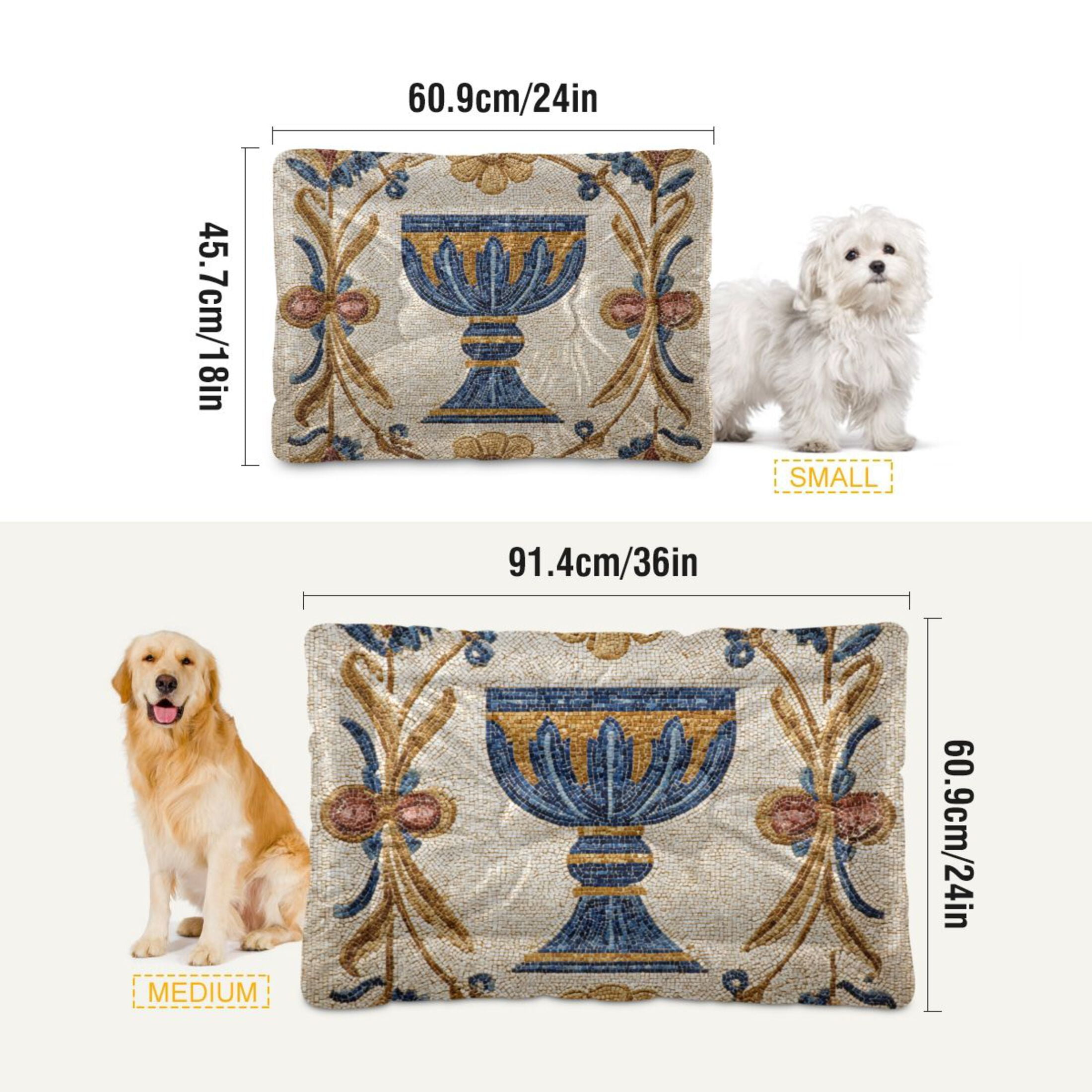 Cozy Mat Pet Bed Indoor Outdoor Warm Soft For Cat Dog Puppy(S/M) The Holy Grail Motif