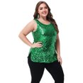 thumbnail image 2 of Womens Plus Size Sleeveless Sequin Tops Sparkle Shine Tank Top, 2 of 7