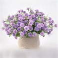 thumbnail image 3 of Xiao Hua 4 manojos de lilas simuladas, claveles, bolas bordadas, ramos de flores, decoraciones florales de plástico, decoraciones de boda, centro de mesa de comedor, morado, 3 of 5