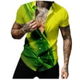 thumbnail image 4 of JINMGG Mens Tops under $5,Men Fashion Casual Buttons Printing Turndown Short Sleeve Shirt Blouse Green L, 4 of 6