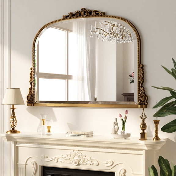 AUROMIR 36"x 27" Arched Vanity Mirror Decor Wall Mirror Vintage Mirror, Antique Gold