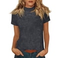 thumbnail image 2 of Qwertyu Summer Tops for Women Spring Short Sleeve Mock Neck Shirts Beach Vacation Plus Size Workout Tshirts Casual Clothes 2026 Dark Gray 3XL, 2 of 6
