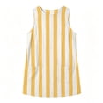 thumbnail image 6 of Dolkfu Women'S Clothing French Style Sleeveless Crew Neck Yellow Mini A-Line Dresses Striped Patchwork Relaxed Fit Refined Dresses Yellow,Xs, 6 of 6