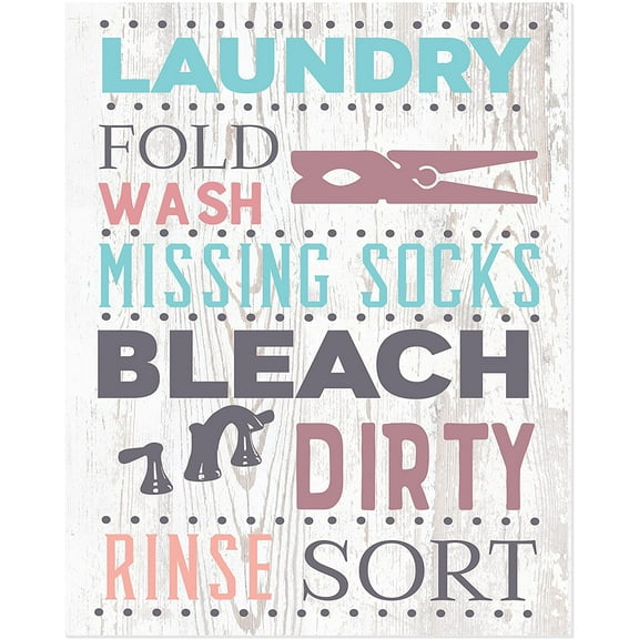 Laundry Wash Fold And Missing Socks White Wood Wall Sign 12x15