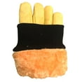 thumbnail image 6 of Pebbuoy 1 Pair Faux Leather Work Gloves Winter Waterproof Thermal Insulated Welder Gloves Fleece Lining Elastic Cuffs Warm Mittens, 6 of 6