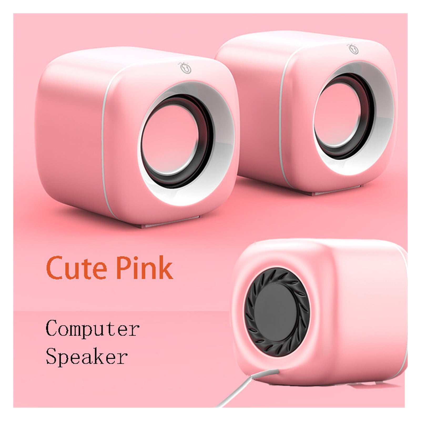 Pink Computer Speakers For Laptop PC Cute Subwoofer Column Surround Sound Music Player Audio Loudspeaker Home Theater Speaker ,Clear Distortion-Free