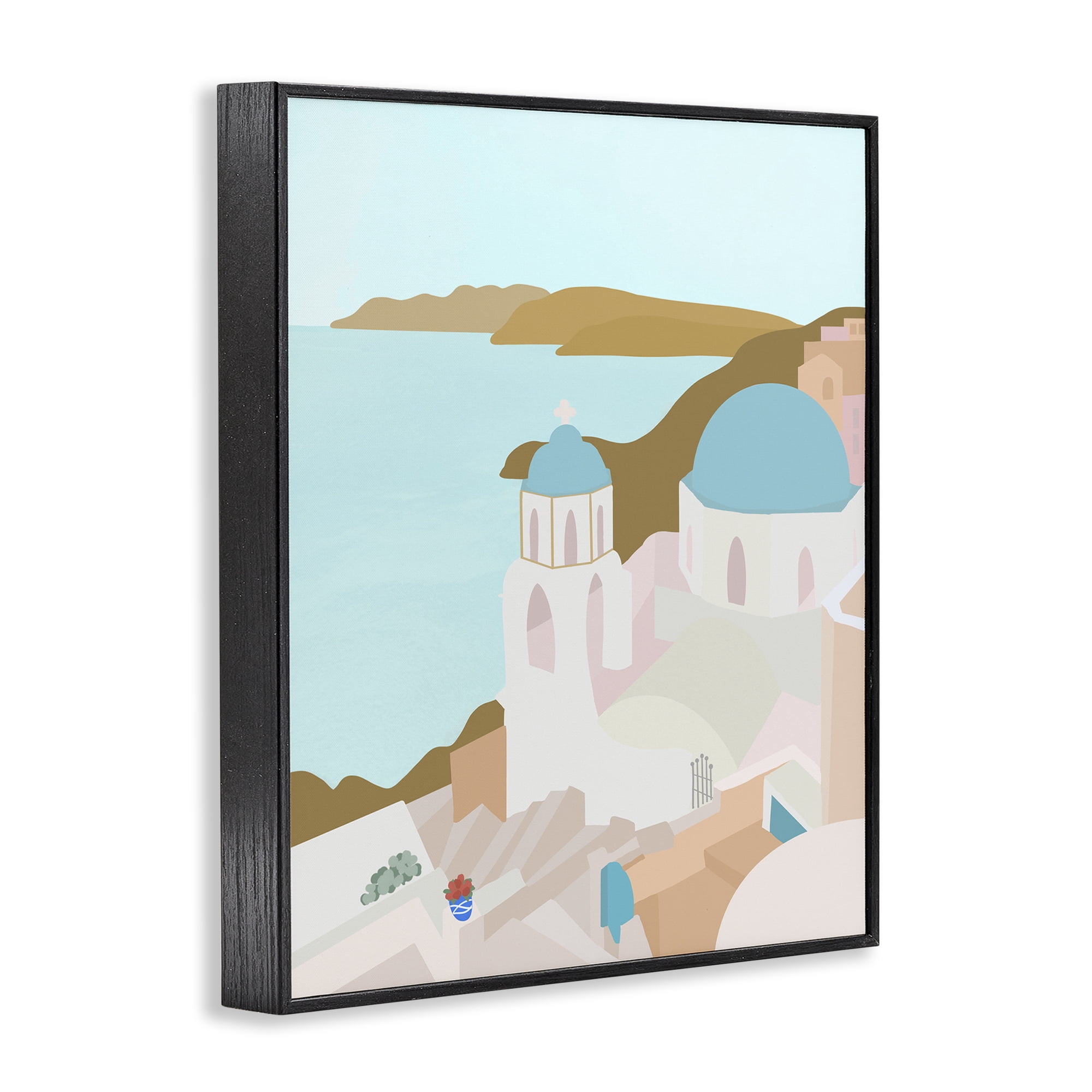 Stupell Industries Coastal Santorini Vibes Black Framed Giclee Art, design by Anna Quach