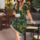 thumbnail image 3 of Fotbe Jungle Leopard Yellow Vestido Largo de Moda para Mujer, Vestido Tipo Camiseta con Manga Corta y Estilo Casual a Rayas y Bloques de Color, 3 of 6