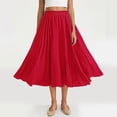 thumbnail image 2 of Kilaqueen Linen Skirts for Women A Line Elastic Waisted Pleated Midi Skirts Casual Solid Color Comfy Breathable Trendy Skirts, 2 of 9