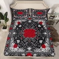 thumbnail image 2 of Homewish Hippie Bohemian Damask Bed Sheets, Valentines Day Rose Floral King Sheets, Western Gothic Romantic Sheet Set, Breathable Home Decor, 4pcs, 2 of 7