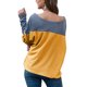 thumbnail image 3 of Sudadera de manga larga con hombros descubiertos, informal, holgada, de moda, para mujer, gris, amarillo, XXL, 3 of 6
