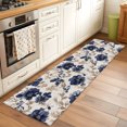 thumbnail image 3 of Navy Blue Floral Washable Runner Rugs 2'x6', Vintage Flower Botanical Brown Leaves Classic Low Pile Throw Entryway Rug Non-Slip Sturdy Edge Binding Carpet for Indoor Bedside Entrance Bedside, 3 of 9