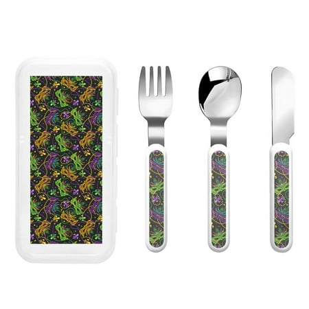 

Zeuib Mardi Gras Surface Print 3 Pieces Children Fork Spoon Knife Set with Travel Case for Lunch Box Stainless Steel Kids Silverware Flatware Set Kids Utensil Set for School (Fork Spoon Knife)
