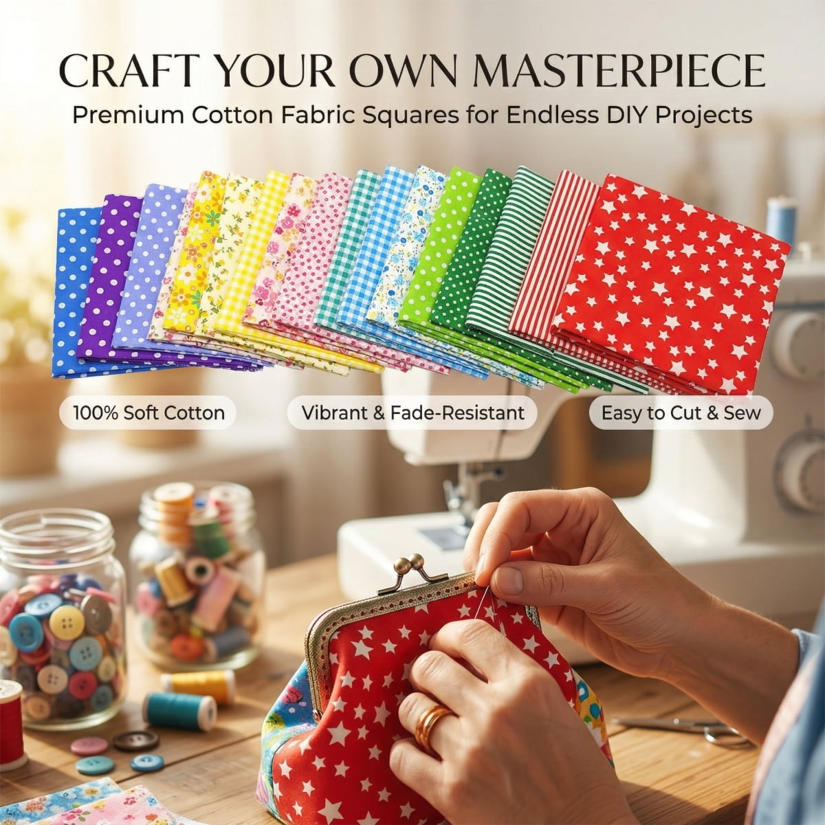 iMzoon 56Pcs 10"x10" Quilting Cotton Fabric Squares Quilting Supplies No Repeat Multi-Color Design Printed Floral Fabric for Quilting Sewing DIY Crafts & Quilt Beginners