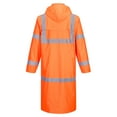 thumbnail image 2 of Portwest UH445 Men's Waterproof Hi Vis Raincoat - Reflective Lightweight Long Rain Jacket with Hood Safety Workwear ANSI Class 3 Orange, Medium, 2 of 7