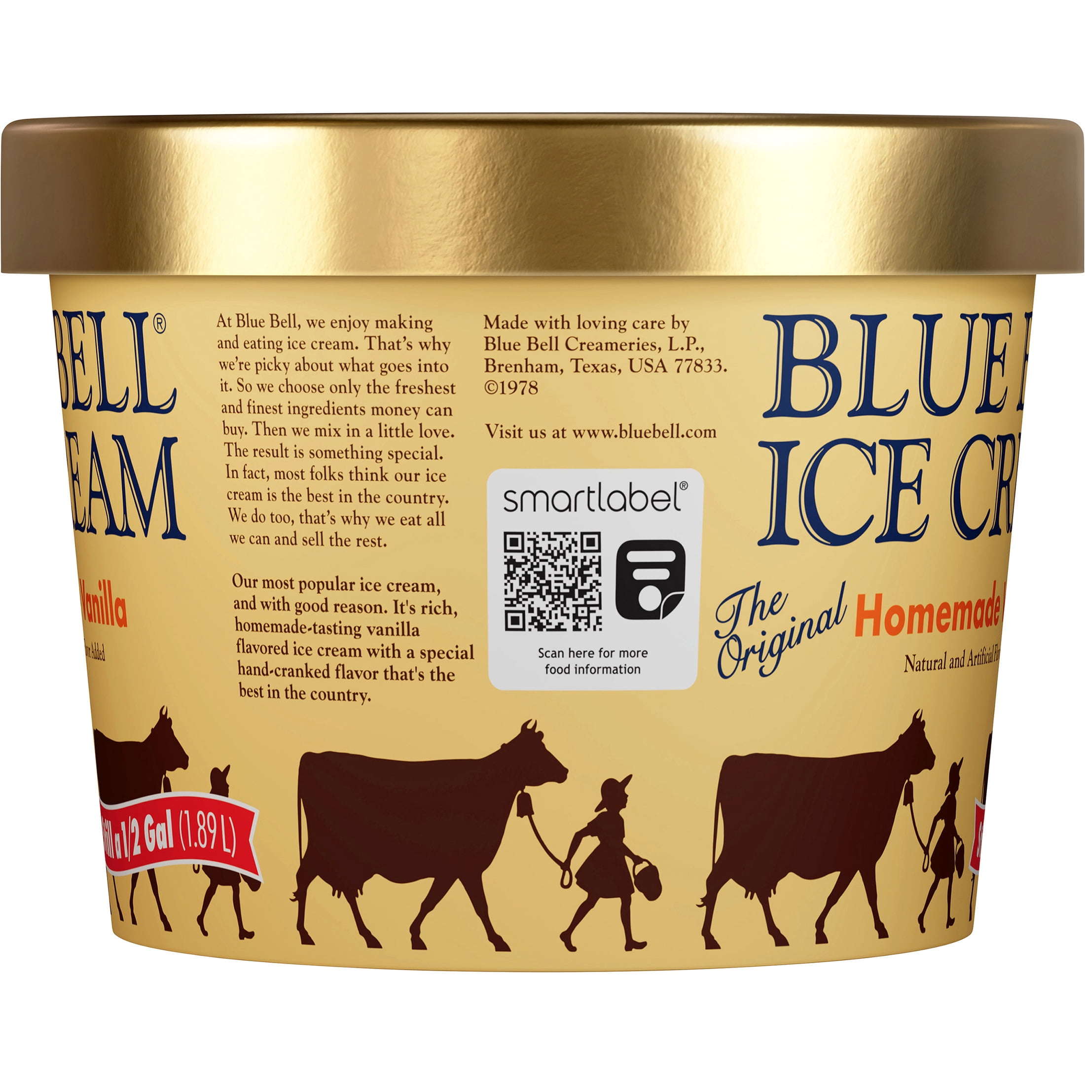 Blue Bell Homemade Vanilla Ice Cream Half Gallon, 64 fl oz