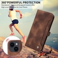 thumbnail image 6 of Nalacover For iPhone 14 Wallet case 【RFID Blocking】【Slide Pocket Slot】,Credit Card Holder Flip Folio Book PU Leather Protective Cover Women Men For iPhone 14 - 6.1", Brown, 6 of 14