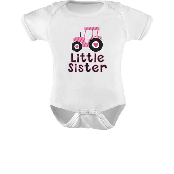 Tstars Baby Girl Bodysuit - "Little Sister" Tractor-Themed Design: Ideal Baby Shower Gift, Perfect for Tractor-Loving Little Sisters - Adorable Newborn Clothes for Little Farm Girls