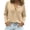 Khaki, variant on Womens Long Sleeve Tops Fall Spring Henley V Neck Casual Shirts Button Loose Fit Trendy Blouse Cured Hem Walking Daily Wear Outfits