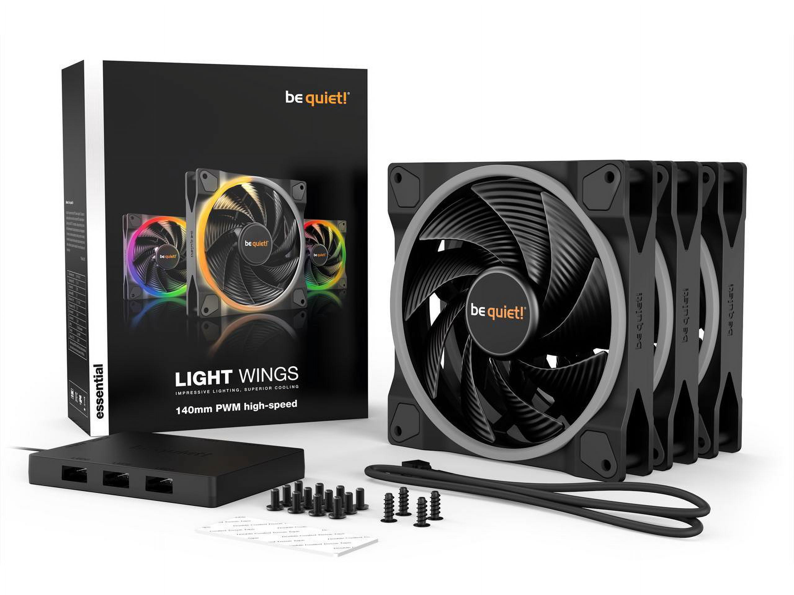 be quiet! Light Wings 140mm PWM High-Speed Fans, ARGB Lighting