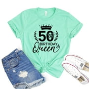 50Th Birthday T-shirt Women's Party Tee 1971 Shirts Fifty And Fabulous Shirt B'day Queen Gift 50 Af Tshirt