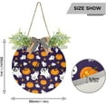 thumbnail image 3 of Halloween Pumpkin Welcome Sign Front Door Round Wall Door Sign with Flowers Hanging Sign for Entryway Front Porch Hallway Yard Garden Home Decor, 3 of 7