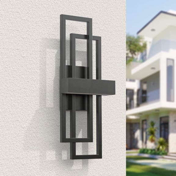 Lawyettle 20" Modern Black LED Wall Sconce, 18W Dimmable Waterproof Wall Light, 3000K Warm White, Indoor, Outdoor Porch & Hallway Lighting