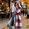 thumbnail image 5 of SYwaren Women's Plaid Jacket Lapel Zip-Up Long Sleeve Irregular Plaid Tweed Woolen Cardigan with Chest Pocket Outerwear Top, 5 of 8
