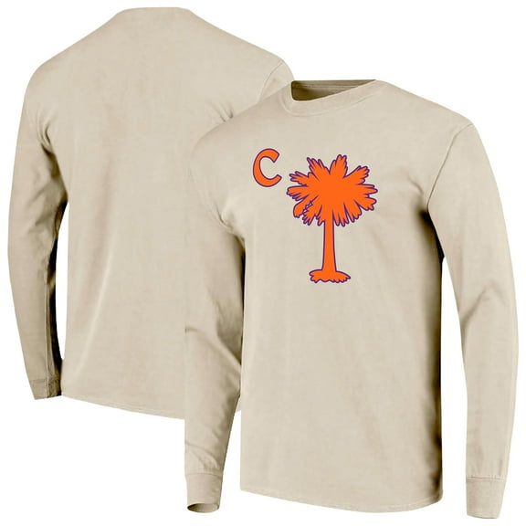 Men's Cream Clemson Tigers Comfort Colors Palmetto C Long Sleeve T-Shirt