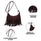 thumbnail image 3 of Bolso cruzado con cadena de ante de piel artificial con borla tachonada para cartera de mujer, 3 of 5