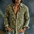 thumbnail image 2 of Men's Boho Floral Print Long Sleeve Shirt 70s Vintage Button Up Shirt Relaxed Fit Holiday Party Wear Shirt, 2 of 5