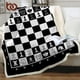 thumbnail image 2 of BeddingOutlet mantas de tablero de ajedrez para camas, colchas de felpa en blanco y negro, juegos, ropa de cama, cuadrados, manta Sherpa suave para adolescentes y niños, 2 of 4