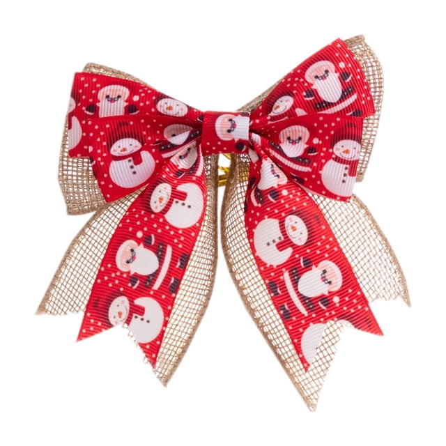 WLOELOEW Christmas Double Layered Bow Decoration For Tree And Gift Box Packaging Small Festive Accessory Multicolor Cloth B B