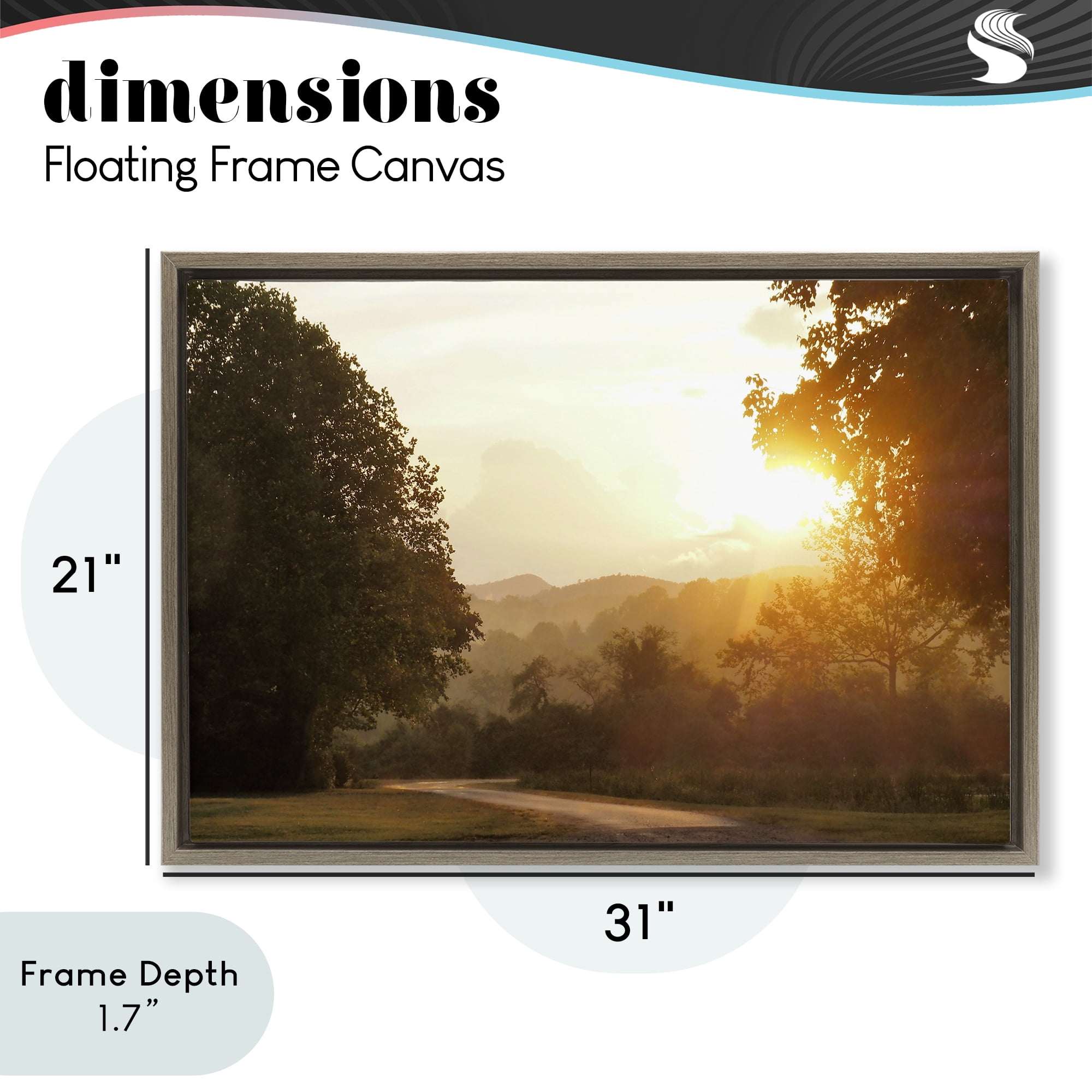 Stupell Industries Golden Morning Between Trees Brown Framed Floater Canvas Wall Art, design by Gail Peck