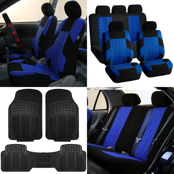 FH Group FH Travel Master Car Seat Covers for Auto Full Seat Covers Set with Black Floor Mats Black