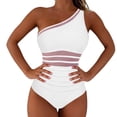 thumbnail image 5 of Maqroz Women's One Piece Swimsuit Tummy Control Deep V Neck Bathing Suit Mesh Stripes Monokini Swimwear Beach Pool Party Trendy Summer Beachwear, 5 of 9