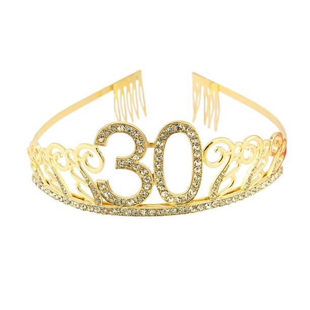 Jumpingount Diadema para fiesta de cumpleaños, accesorios de decoración para celebración, adorno de ropa elegante, suministros para fiestas, tocado, Accesorio para el cabello Dorado(30) Jumpingount AP011163-05