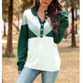 thumbnail image 2 of Suéter casual de manga larga con hombros caídos, botones en la parte delantera y cuello alto para mujer, talla M, color verde, 2 of 8