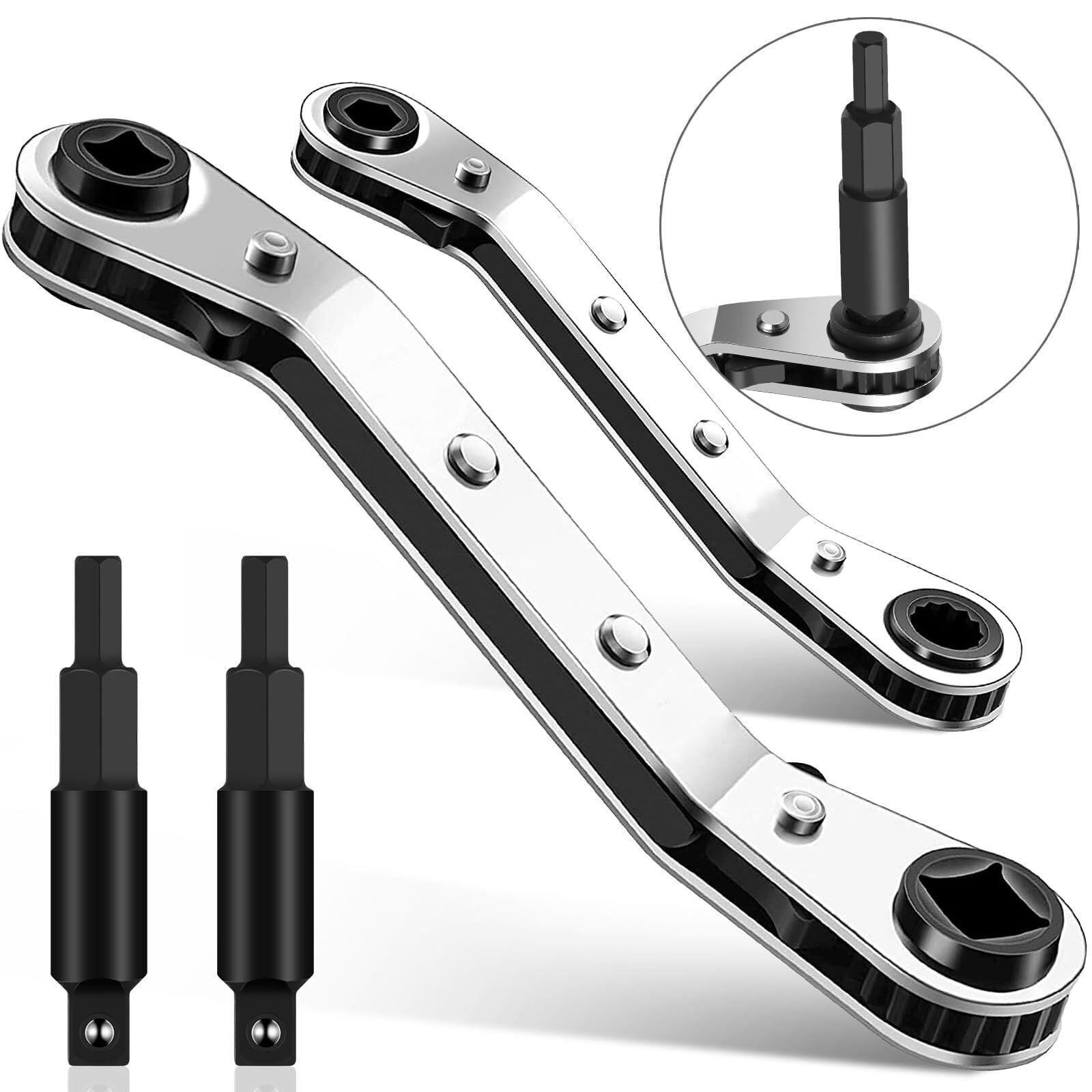 SK Tools 2-Piece AC Refrigeration Ratcheting Wrench Set - 1/4 To 9/16, USA Made - View #2