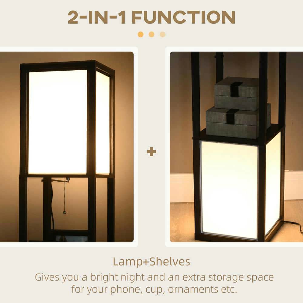 Spaco 10.25"x10.25"x61.5" Modern Shelf Floor Lamp with Dual Ambient Light, Standing Lamp for Indoor as Living Room, Bedroom, Black
