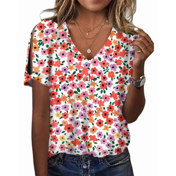 Blusa tipo túnica HOTYD para mujer, estampado floral bohemio, cuello en V, talla grande, 3XL