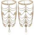 thumbnail image 1 of Jinsinto 2 PCS Multi Chain Beach Tassels Anklet Chain Bracelet Barefoot Sandals Foot Jewelry, 1 of 5