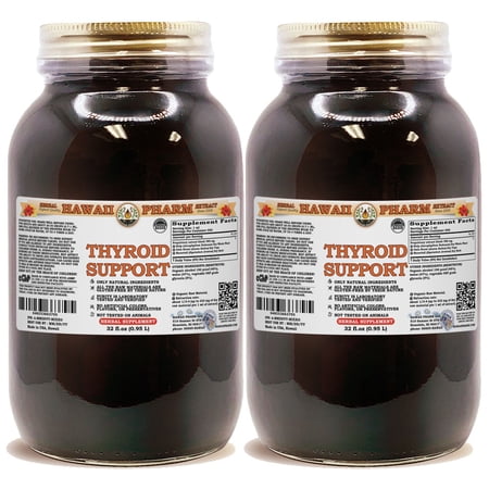 Thyroid Support Tincture, Kelp (Ascophyllum Nodosum) Dried Whole Plant, Oatstraw (Avena Sativa) Dried Stem and Leaf, Horsetail (Equisetum Arvense) Dried Herb Liquid Extract, Herbal Supplement 2x32 oz