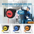 thumbnail image 4 of KFFKFF Retractable Power Cable Reel, 75 FT, Durable 14AWG/3C SJTOW Extension Cord with Illuminated Triple Outlet, 13 Amp Safety Circuit Breaker, 180° Rotatable Bracket for Wall ,Ceiling Installation, 4 of 9