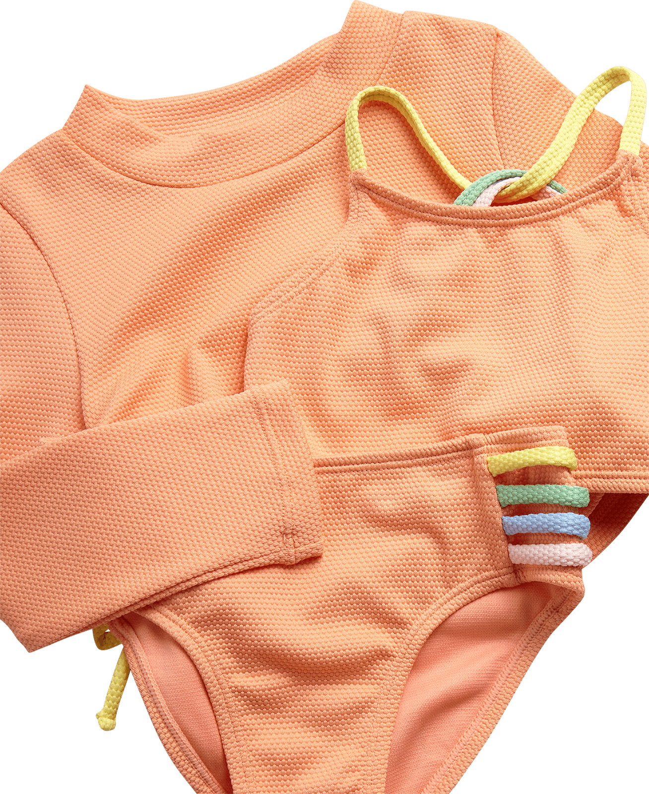 Jessica Simpson Baby and Toddler Girls Three-piece Swimsuit Set includes Shoulder Strap Bikini Top, Long Sleeve Rashguard Top and Swim Bottoms, Size 12M - 5T